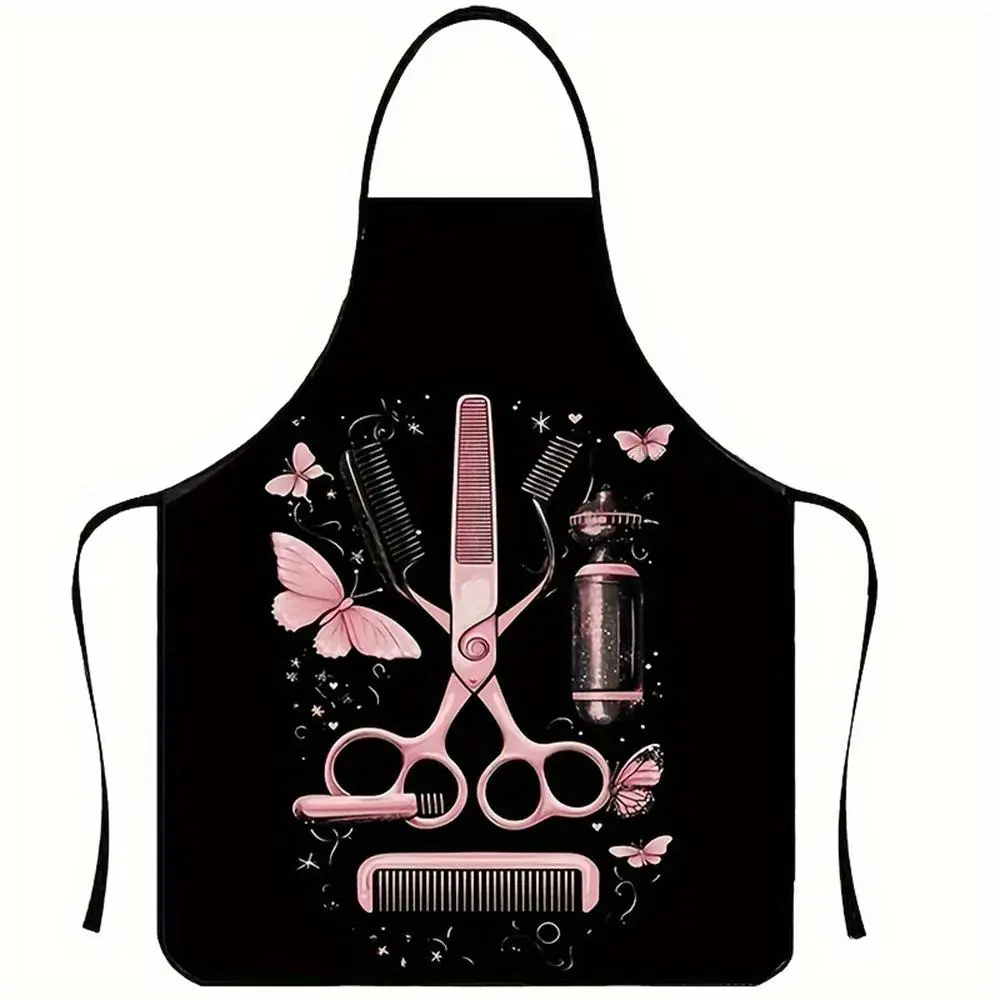 Hair Stylist Apron with Pocket, Professional Salon Hair Stylist Apron, Breathable Waterproof Apron for Hairdresser, Hair Styling Tools Pattern Apron, Heatless