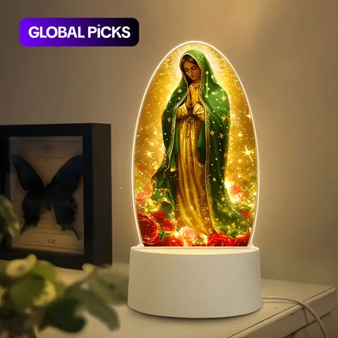 【Black Friday】Our Lady of Guadalupe Prayer Lamp, USB-Powered Warm Light for Religious Home and Prayer Room Decor, Spiritual Ambiance Lighting and Baptism Gift #GLOBAL PICKS