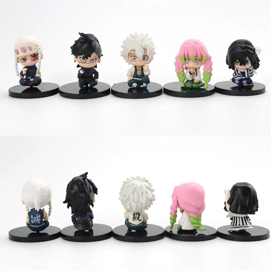 HOT Anime Q Version Demon Slayer Sitting Ghost Doll Tanjiro Nidouzi Inosuke Zenizu Figure Action Figure Movie Model Toys Doll