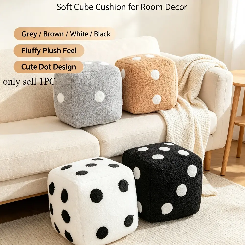 Boring plain sofa decor at home? 3D dice-shaped plush pillow with fluffy filling, perfect ornament for game rooms, bedrooms & living rooms