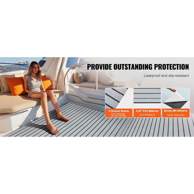 VEVOR Boat Flooring, EVA Foam Boat Decking 94.5x 45.7, Non-Slip Self-Adhesive Flooring, 29.9 sq. ft Marine Carpet for Boats, Yacht, Pontoon, Kayak Decking VEVOR Boat Flooring, EVA Foam Boat Decking 94.5x 45.7, Non-Slip Self-Adhesive Flooring, 29.9 sq. ft Marine Carpet for Boats, Yacht, Pontoon, Kayak Decking