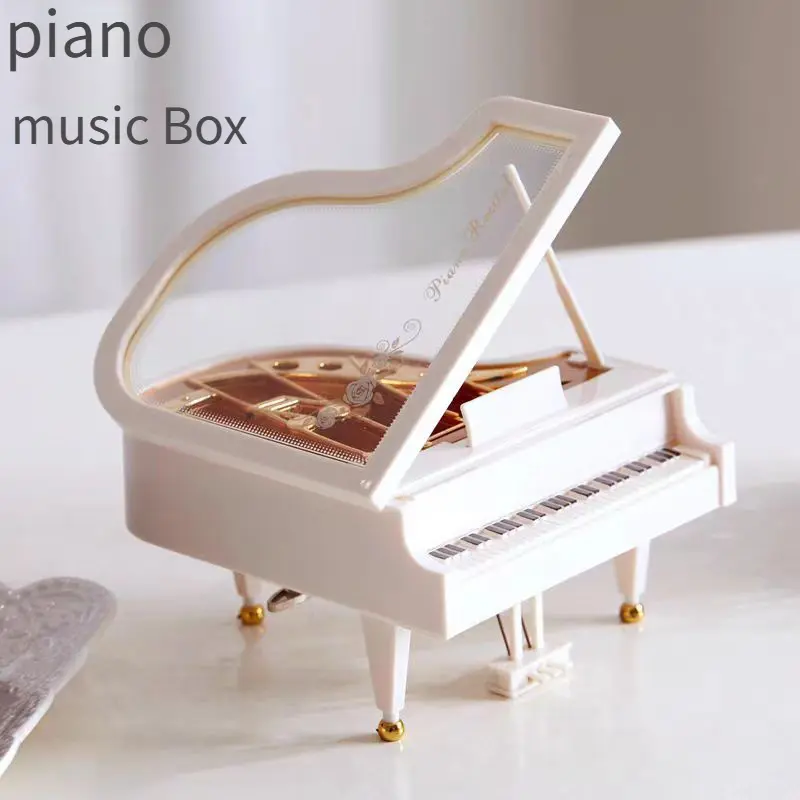[Valentine's Day Gift] Piano Music Box, Clock Music Box, Valentine's Day Gift, Creative Birthday Gift, Home Desktop Cabinet Decoration