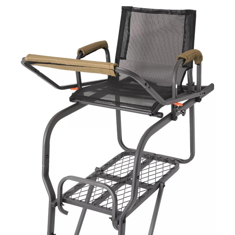 Hunting Ladder Tree Stand with Shooting Rail Climbing Mesh Seat Single Person
