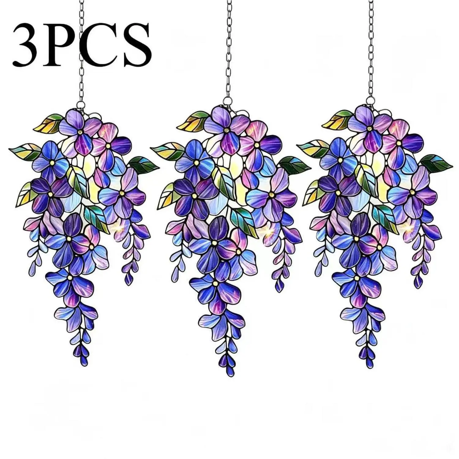Acrylic Wisteria Branch Sun Catcher, Holographic Floral Window Decor, Spring Garden Gift, Mother's Day Home Decoration