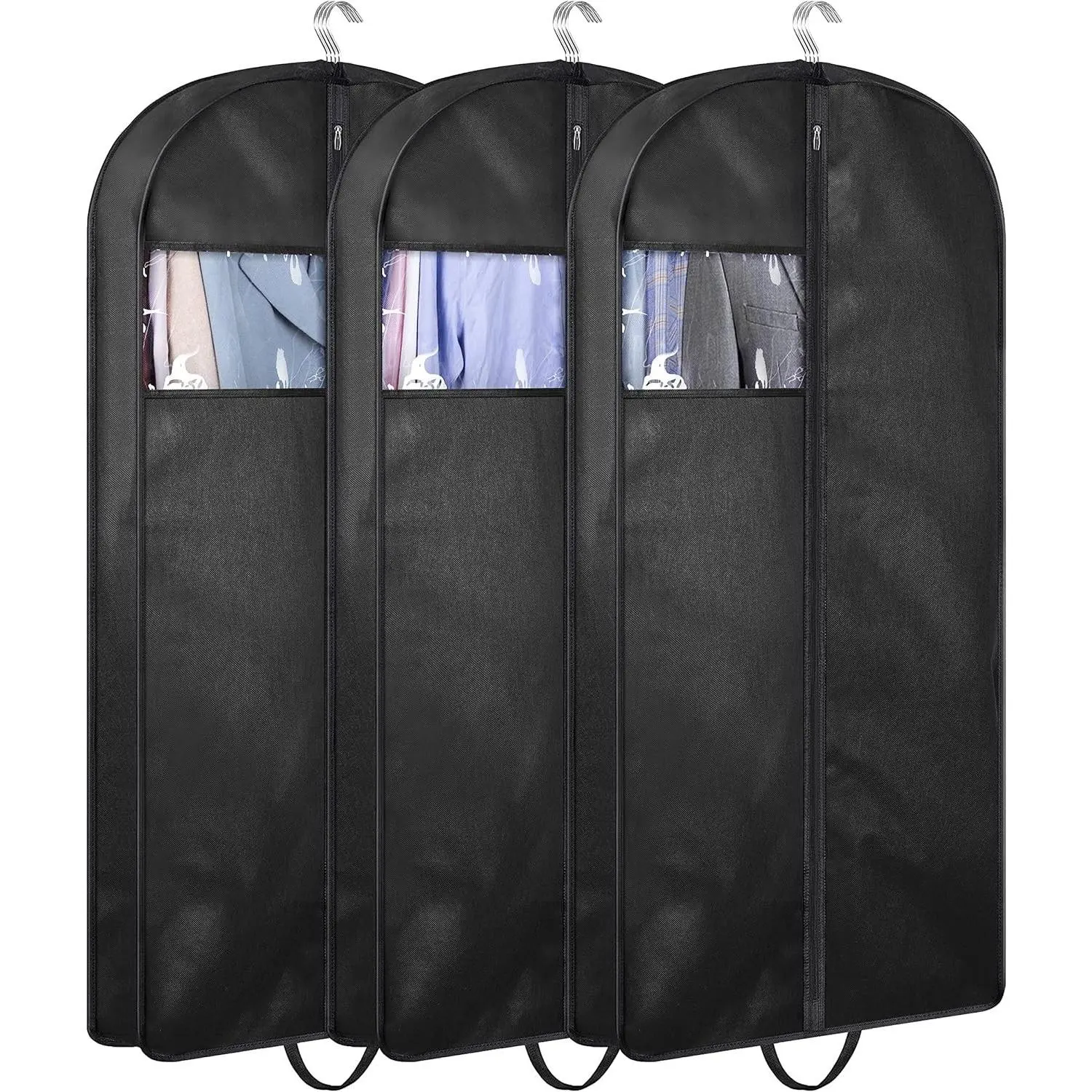 43 Inch Suit Bags for Closet Storage and Travel, Gusseted Hanging Garment Bags for Men Suit Cover with Handles for Clothes, Coats, Jackets, Shirts (3 Packs)Gift