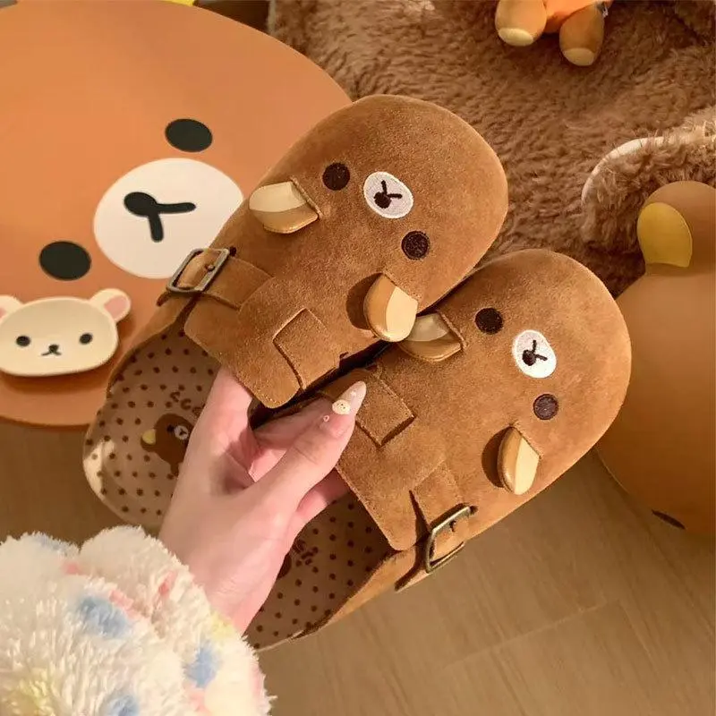 Women's Rilakkuma Anime Round Toe Height-Increasing Boken Shoes & Semi-Slippers, Cute Retro Cartoon Periphery (Toys & Hobbies Specialty DIY Supplies)