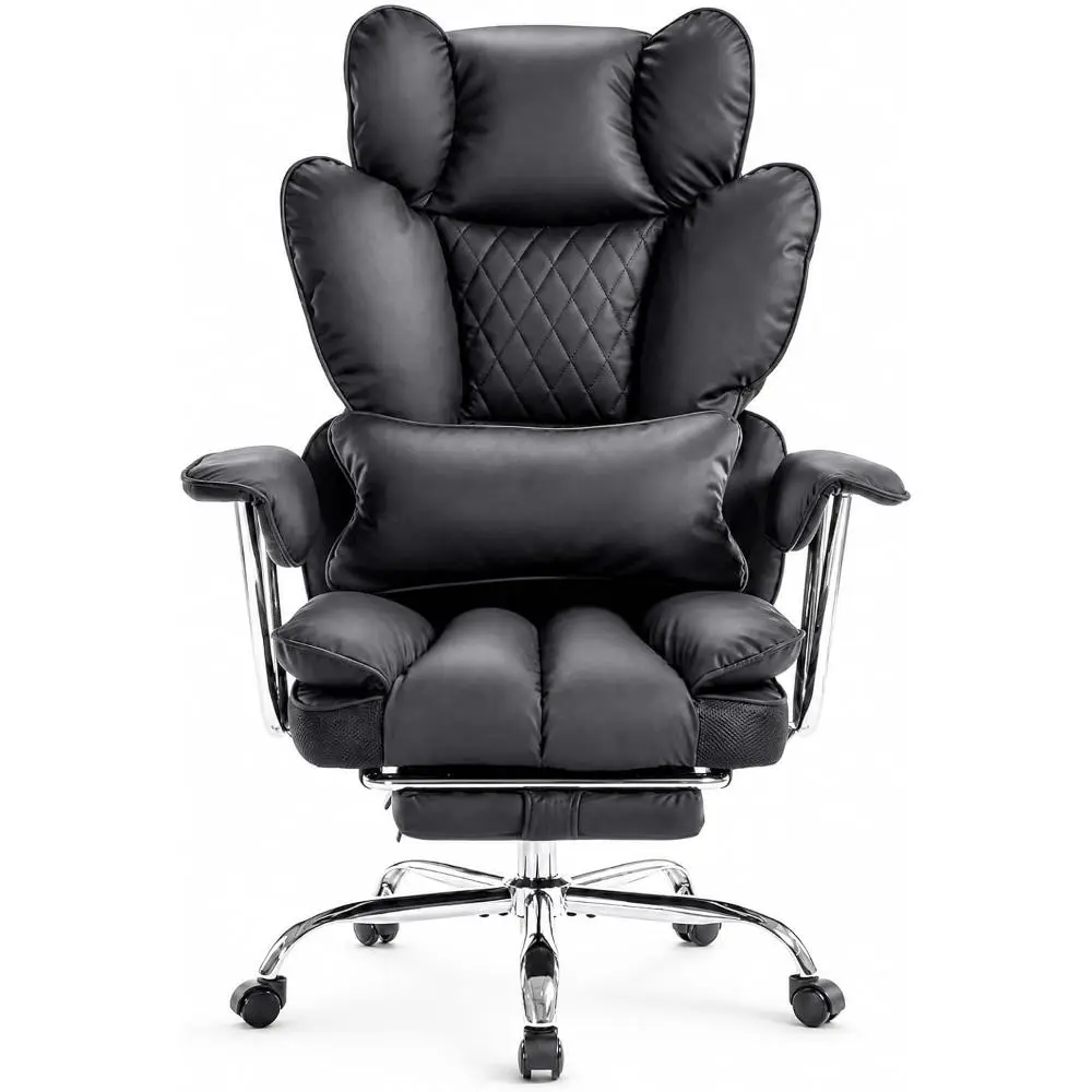 Gaomon 350LBS Big and Tall Office Chair, Ergonomic Desk Chair with Foot Rest & Ergonomic Pocket Spring Lumbar Support,150°Reclining Adjustable Armrests,Heavy-Duty Office Chair for Plus-Size Users
