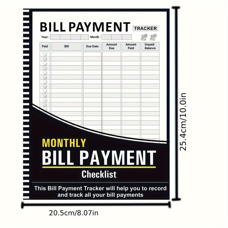Monthly Bill Payment Tracker, 1 Count Spiral Bound Monthly Bill Payment Checklist, Bill Organizer, Finance Checklist Organizer, Accounting Supplies for Home Office