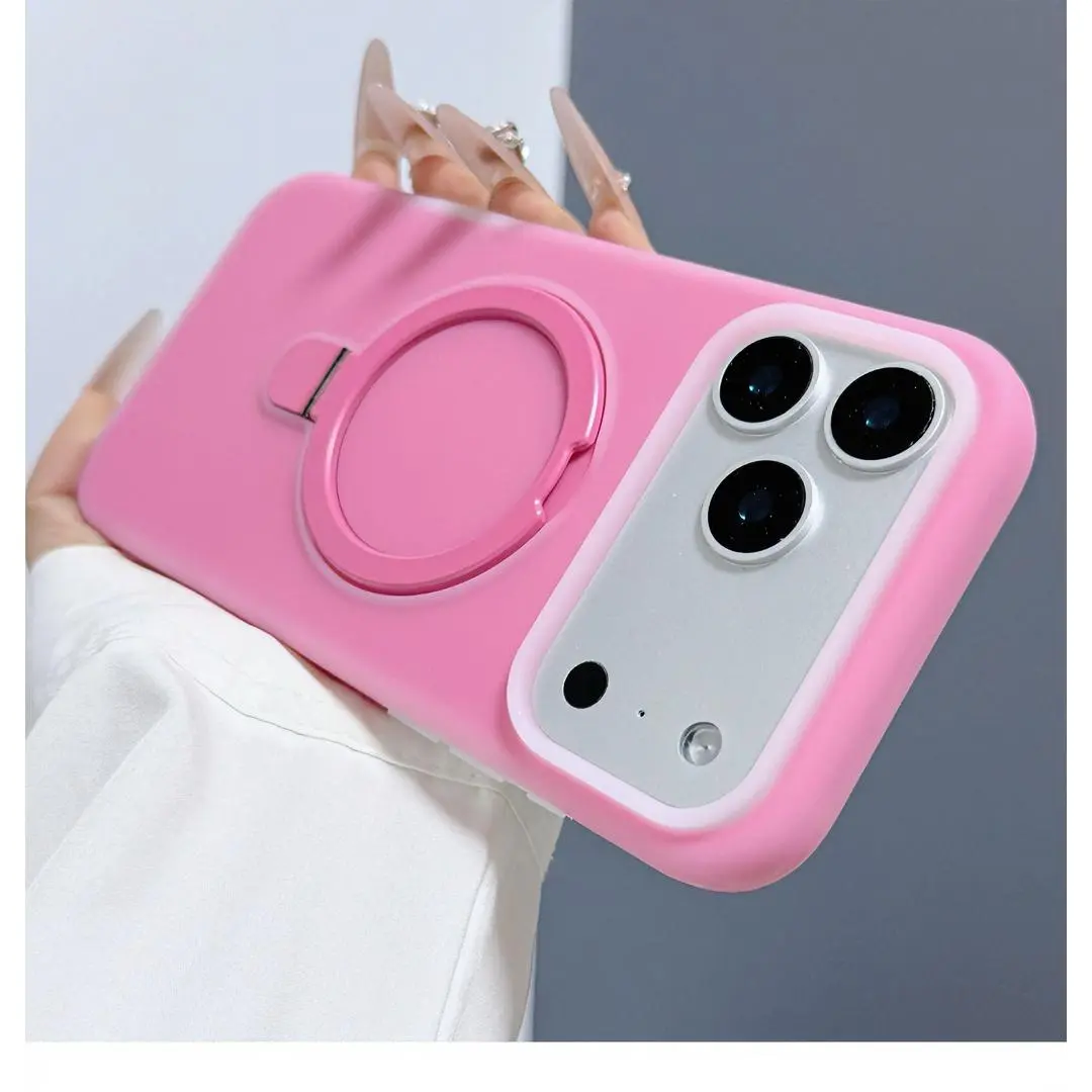 High-End Jelly-Style Magnetic Full-Cover Phone Case with Stand, Compatible with iPhone 17 Pro Max, 16 Pro, 15 Series Models
