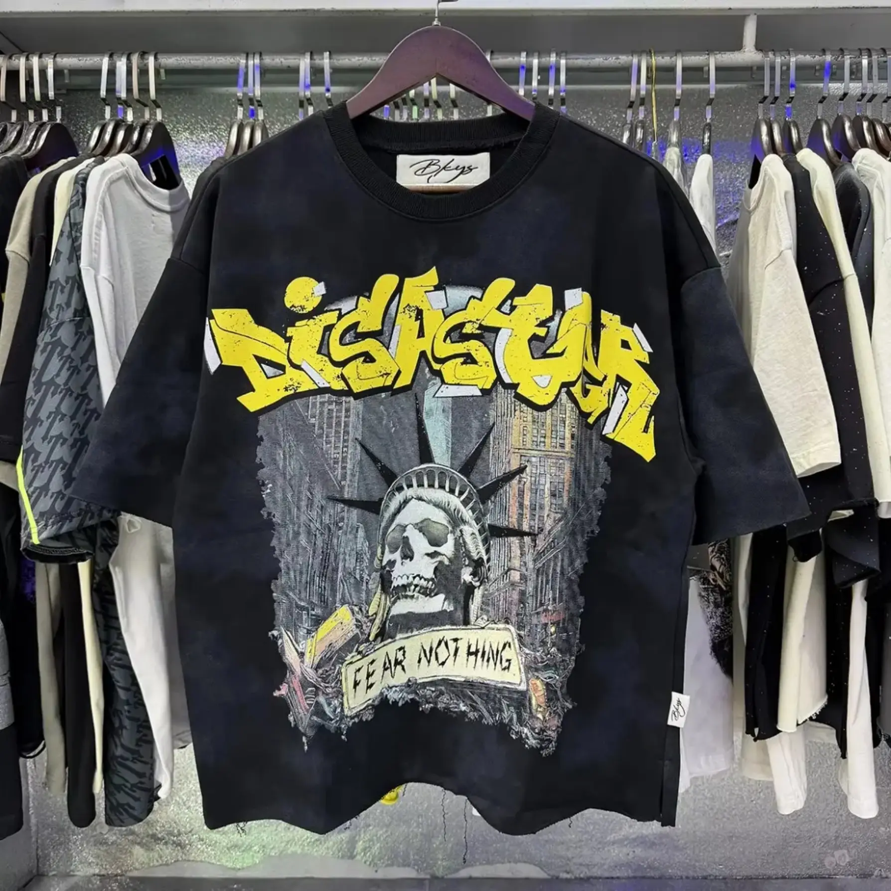 Stay High Washed Graphic Cropped T-Shirt 100% Cotton Oversized Loose Boxy Y2K Hip Hop Vintage Crew Neck Baggy Short Sleeve Summer Top Streetwear for Men Women