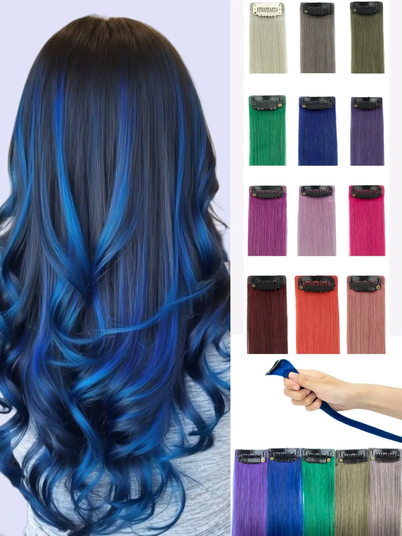 5 PCS Clip in Hair Extensions Human Hair Extensions Hairpieces Pop up Highlights Color Straight Invisiable Halloween Costumes For Holiday Festival Essentials Bride Gift Makeup Travel Holiday Essential Pink Y2k Cute Stuff Cosplay Wedding Cute