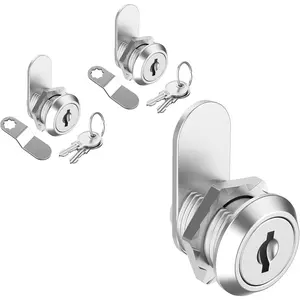 2 Pack Cabinet Locks with Keys, 5/8" Keyed Alike Cam Lock, Zinc Alloy Mailbox Lock Replacement for Secure File Drawer Tool Box RV Door