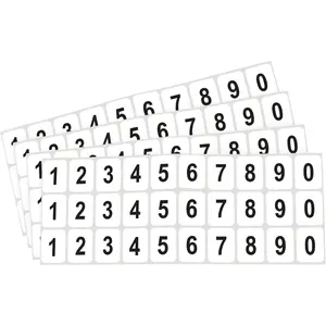 1 x 0.75 Inch Number Stickers, 300 Labels, 10 Sheets per Pack, White