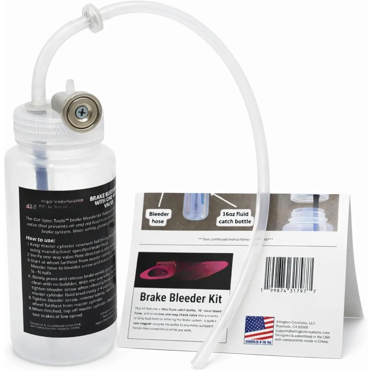 Bleeder Kit - -Way Check Valve,  Mount, 16oz Catch Bottle, 16” Hose