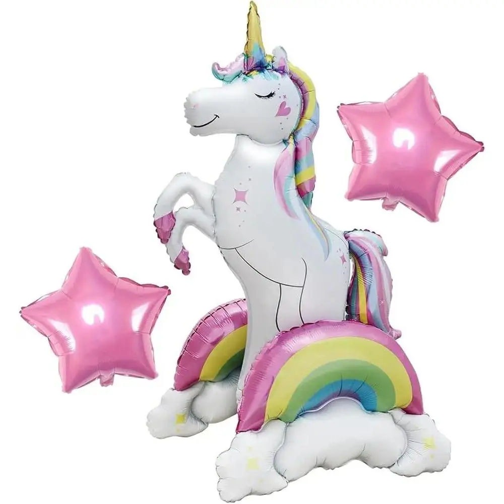 Unicorn Balloon 37 Inch Standing Rainbow Unicorn Aluminum Foil Balloon 3D Magic Rainbow Cloud Unicorn Birthday Party Baby Shower