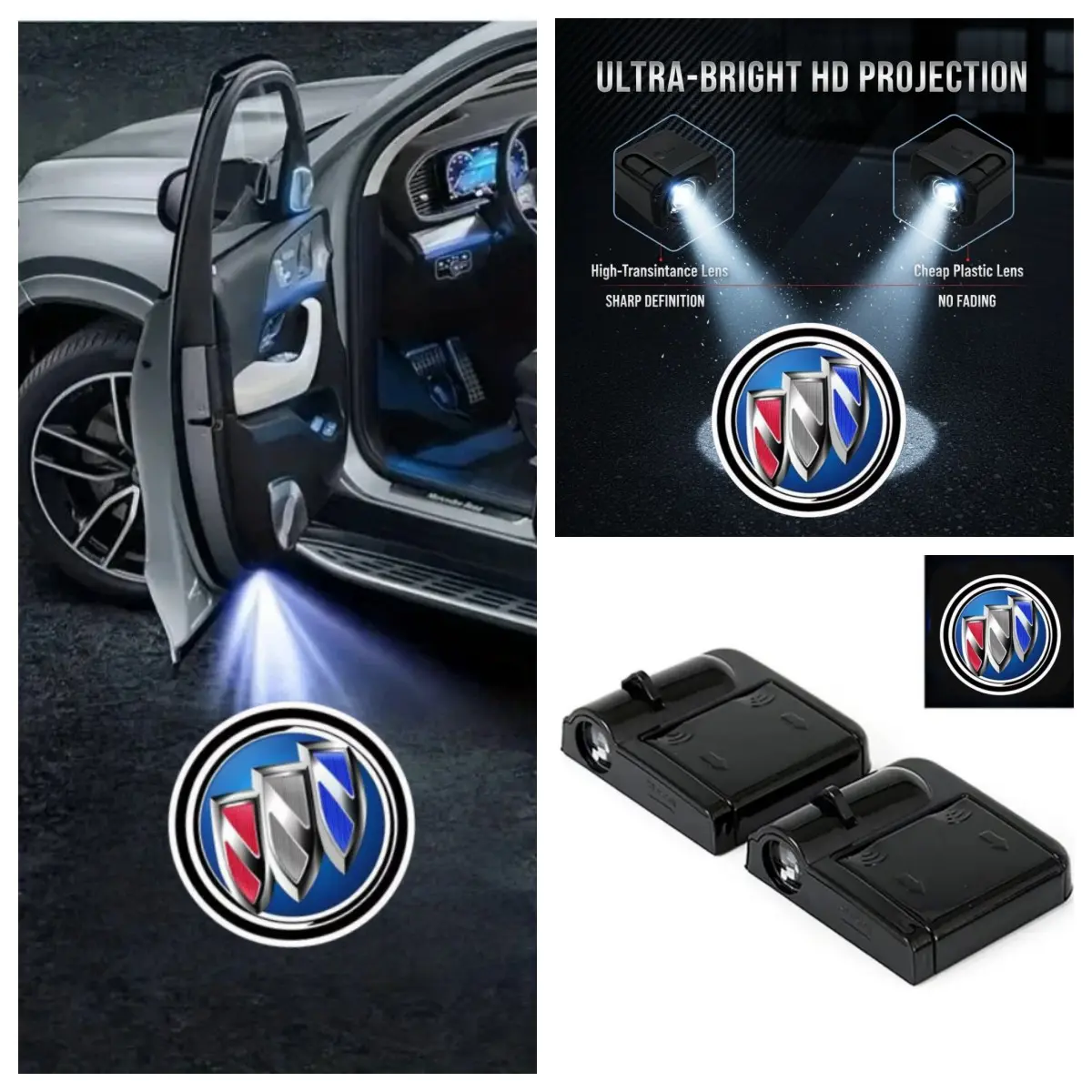 2/4 Pcs LED Car Door Welcome Projector Lights, HD Ghost Shadow Puddle Courtesy Lights, Plug & Play Waterproof Auto Door Step LED Lighting Modification Accessories Compatible with Enclave, Envision, Encore GX, Envista Models