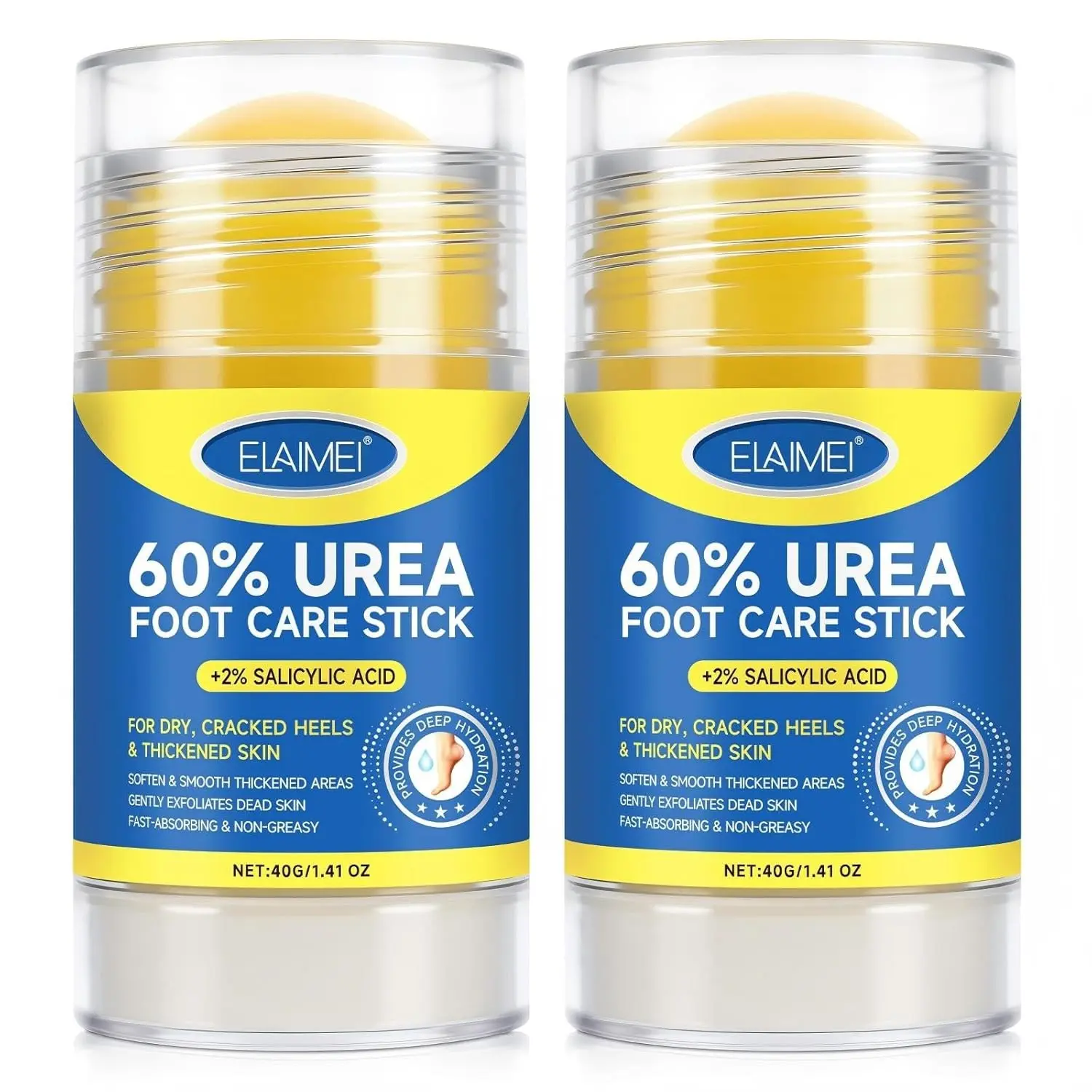 2 PCS Urea Cream Stick with 60% Urea and 2% Salicylic Acid, Deeply Moisturizing Fast Absorbing Gentle Exfoliation for Dry Skin, Removes Dead Skin & Callus, Skin Softener