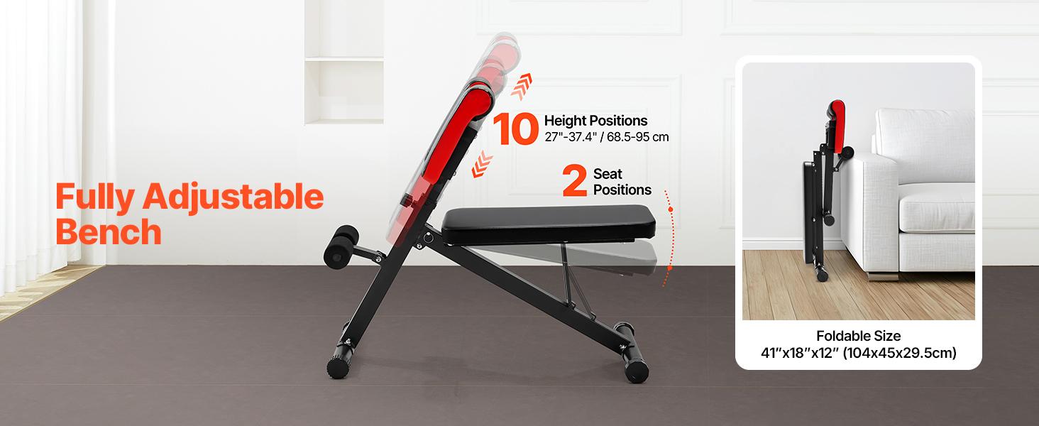 VEVOR Multi-Functional Weight Bench for Full Body Workout, Roman Chair Hyperextension Bench, 330 lbs Adjustable & Foldable Equipment for Back Arm Core Ab Workout, Sit Up Exercise Machine for Home Gym
