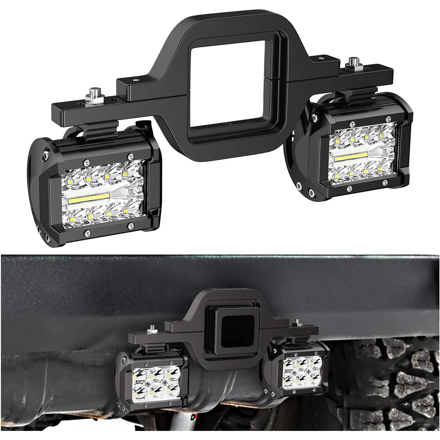 Nilight 2-Pcs 4-Inch 60W High-Intensity LED Tow Lights Kit, 2-Inch Tow Hitch Mounting Brackets Included, Backup Reverse Light Bar Car for Pickup ATV