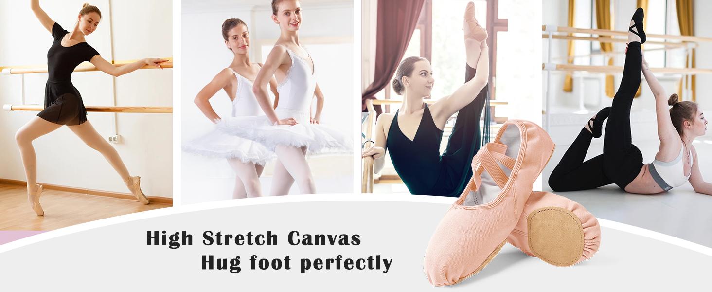AGS Stelle Women Ballet Shoes Highly Stretch Canvas Adult Ballet Slippers Split Sole Yoga Dance Shoe for Girls Boys