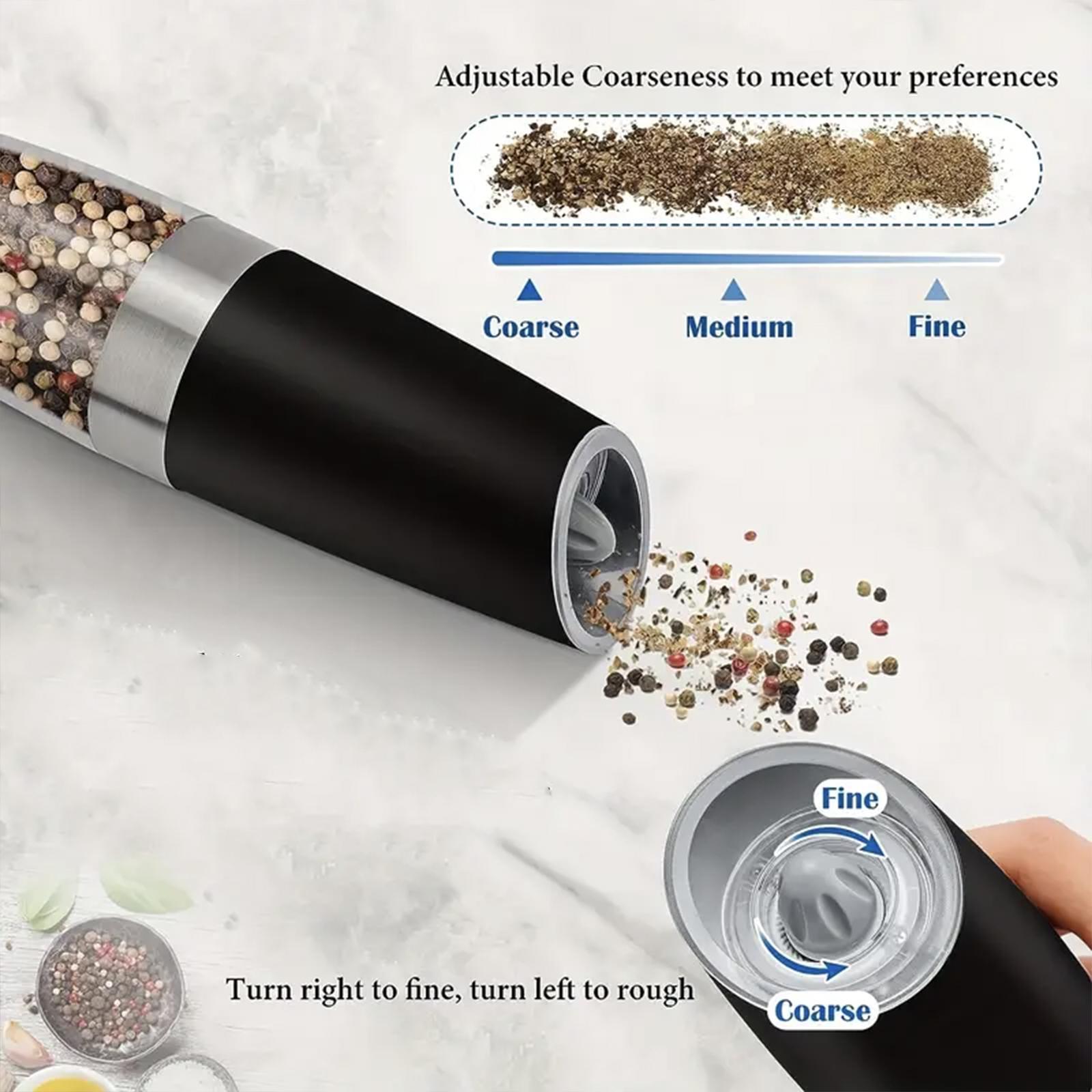 Electric Salt & Pepper Grinding Bottle, 1/2 Counts Batteries Powered Gravity Electric Grinding Bottle with LED Light, Kitchen Seasoning Utensils without Battery, Salt Pepper Shakers, Kitchen Gadgets, Kitchenware