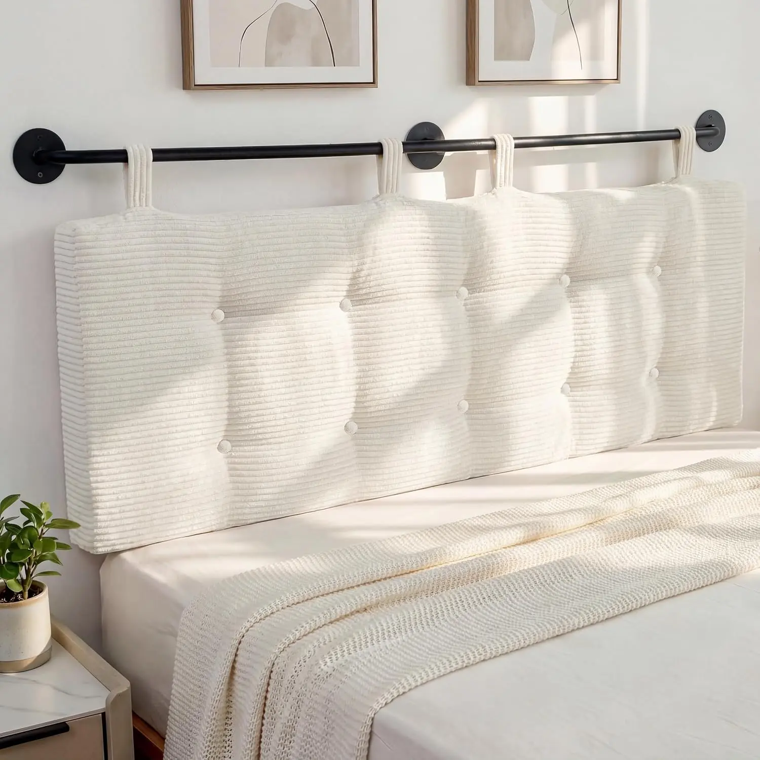 Wall Mounted Headboards for  Size Bed,   Board Wall with Button Tufting, Adjustable Height Headboard for Bedroom,Beige