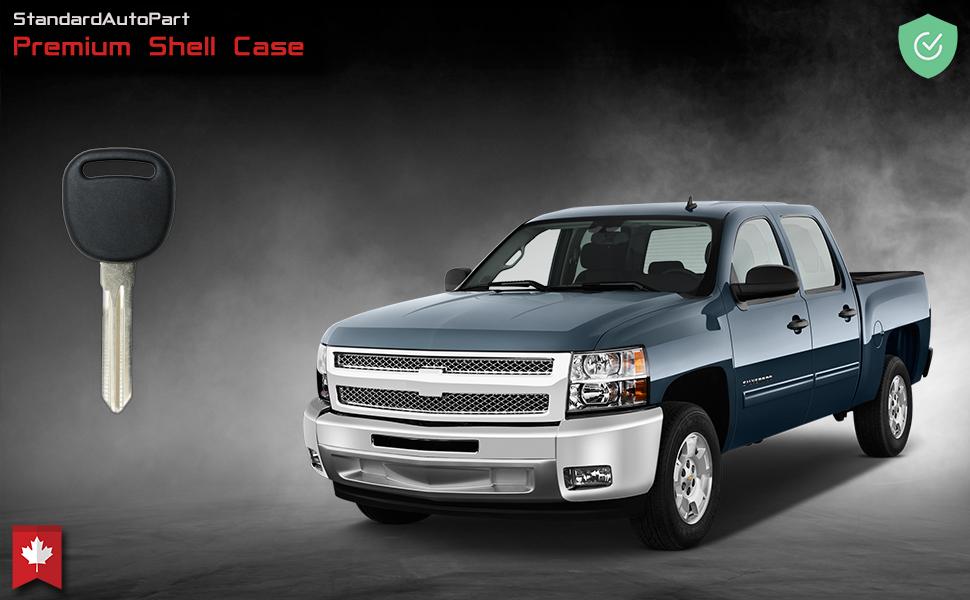 Transponder Chip Ignition Car Key Shell Compatible with GM Equinox Impala Malibu Silverado Tahoe Sierra H2 G5 Pursuit B111 (No Chip)