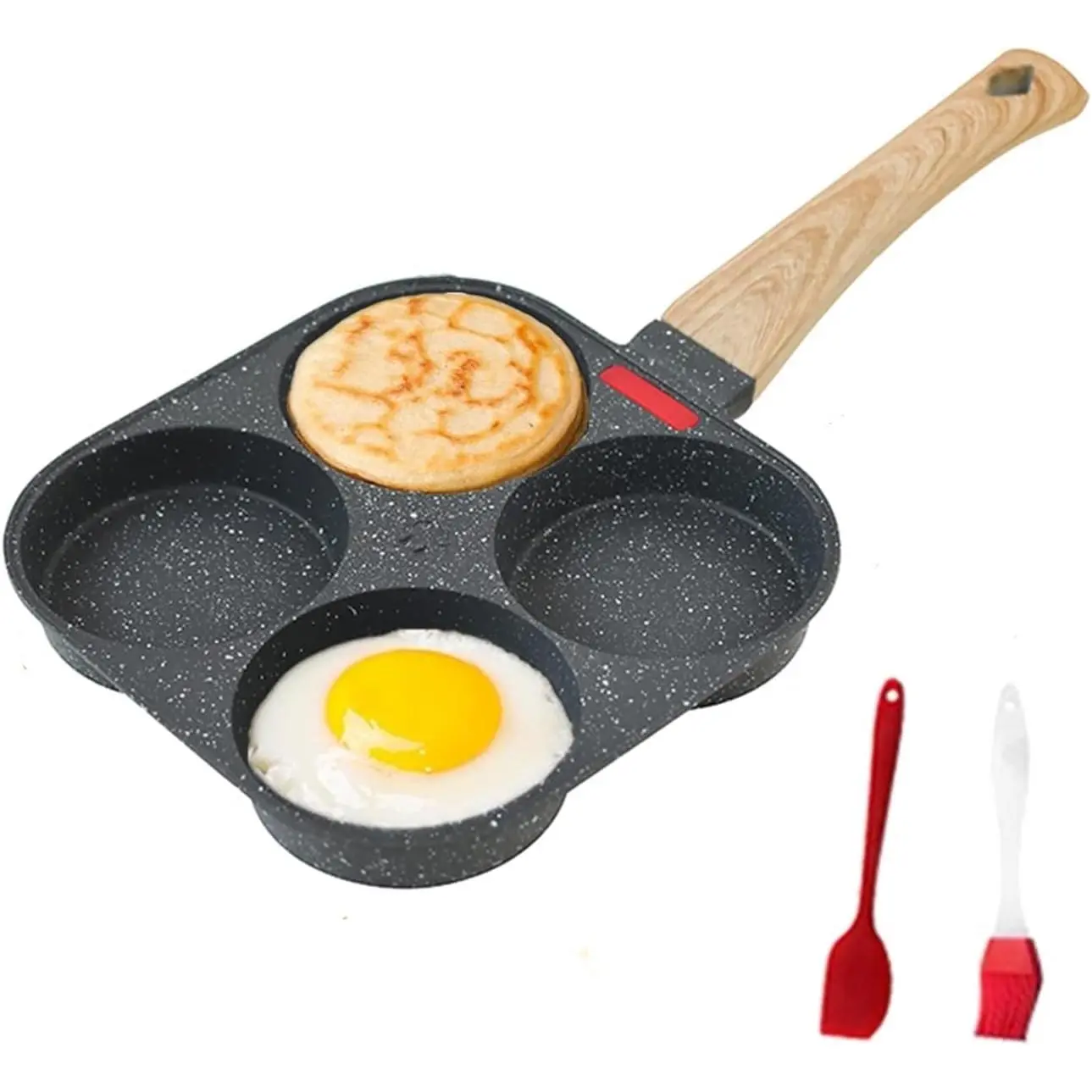 4-Cup Egg Pan Nonstick, and Granite Egg Frying Pan, Versatile Breakfast Skillet Eggs, Pancakes, Plett, Crepes,  with Gas Stove and Induction Cooktop