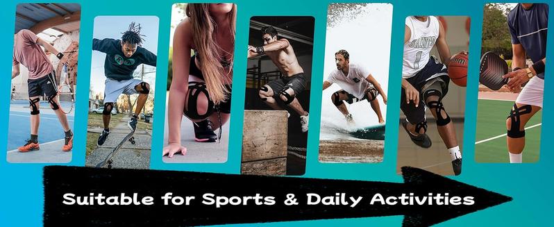 Precut Kinesiology Tape for Knees, 12 Pcs - Knee Support & Stability, Knee Pain Relief Athletic Tape - Waterproof & Elastic, Breathable Hypoallergenic Latex-Free Tape, Black