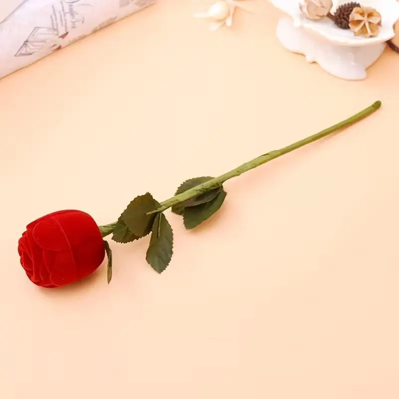 Elegant Rose Branch Ring Box, Velvet Lined Proposal Gift, Perfect for Engagement and Confession, 1pc/3pc Set