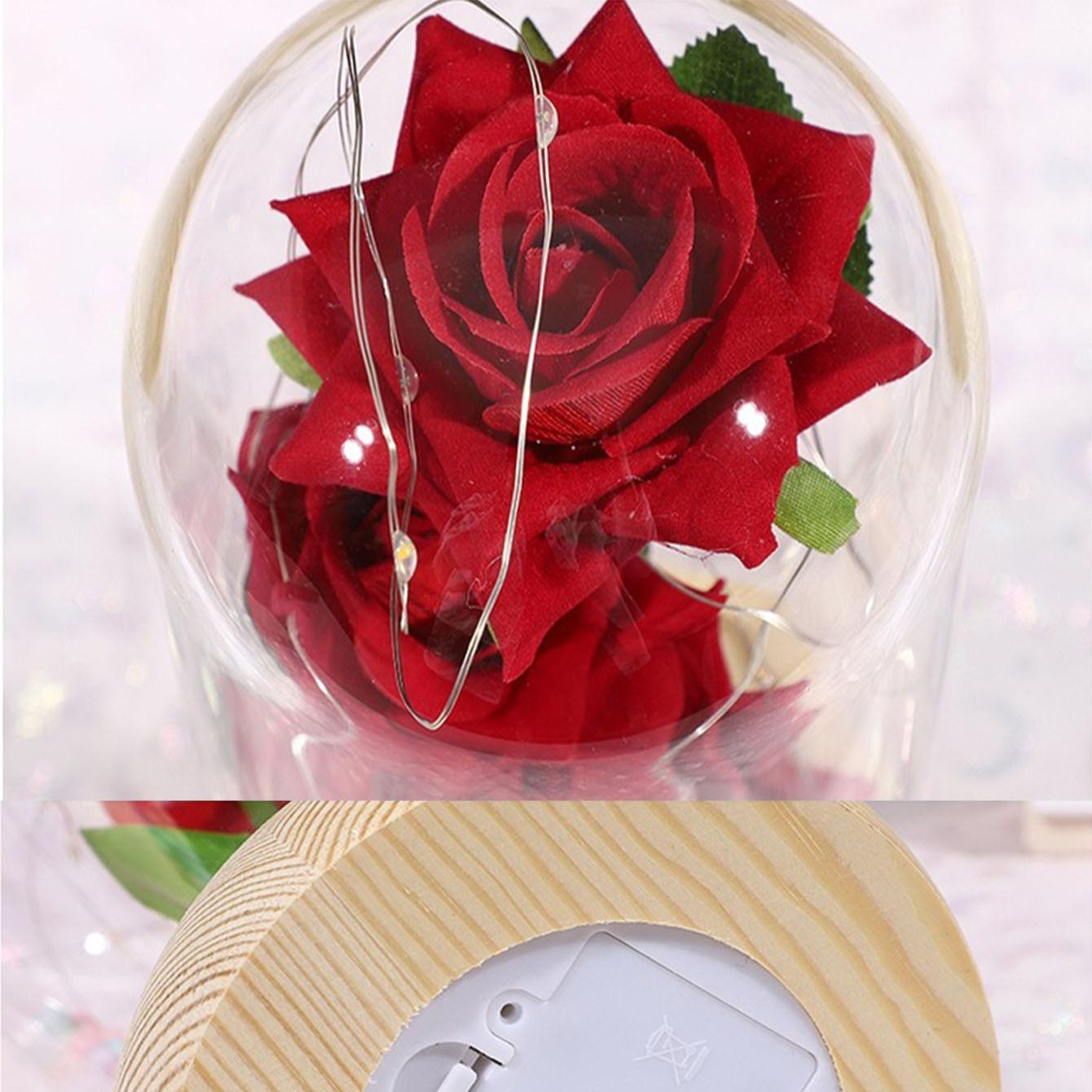 Artificial Rose Design Night Light Glowing Led Lights, Creative DIY Spring Bouquet Gift Night Light, Home Decoration Flower for Living Room Bedroom Desktop Ornaments