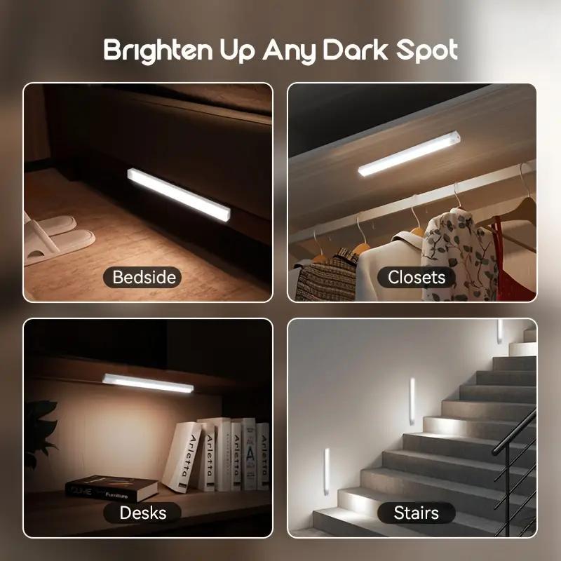 6-Pack Magnetic Under-Cabinet LED Lights, Rechargeable Human Motion-Sensor & Motion-Sensor Lamps for Kitchen, Bedroom, Closet & Sink Area, Modern Under-Cabinet Downlighting with Long-Lasting Lithium Polymer Batteries