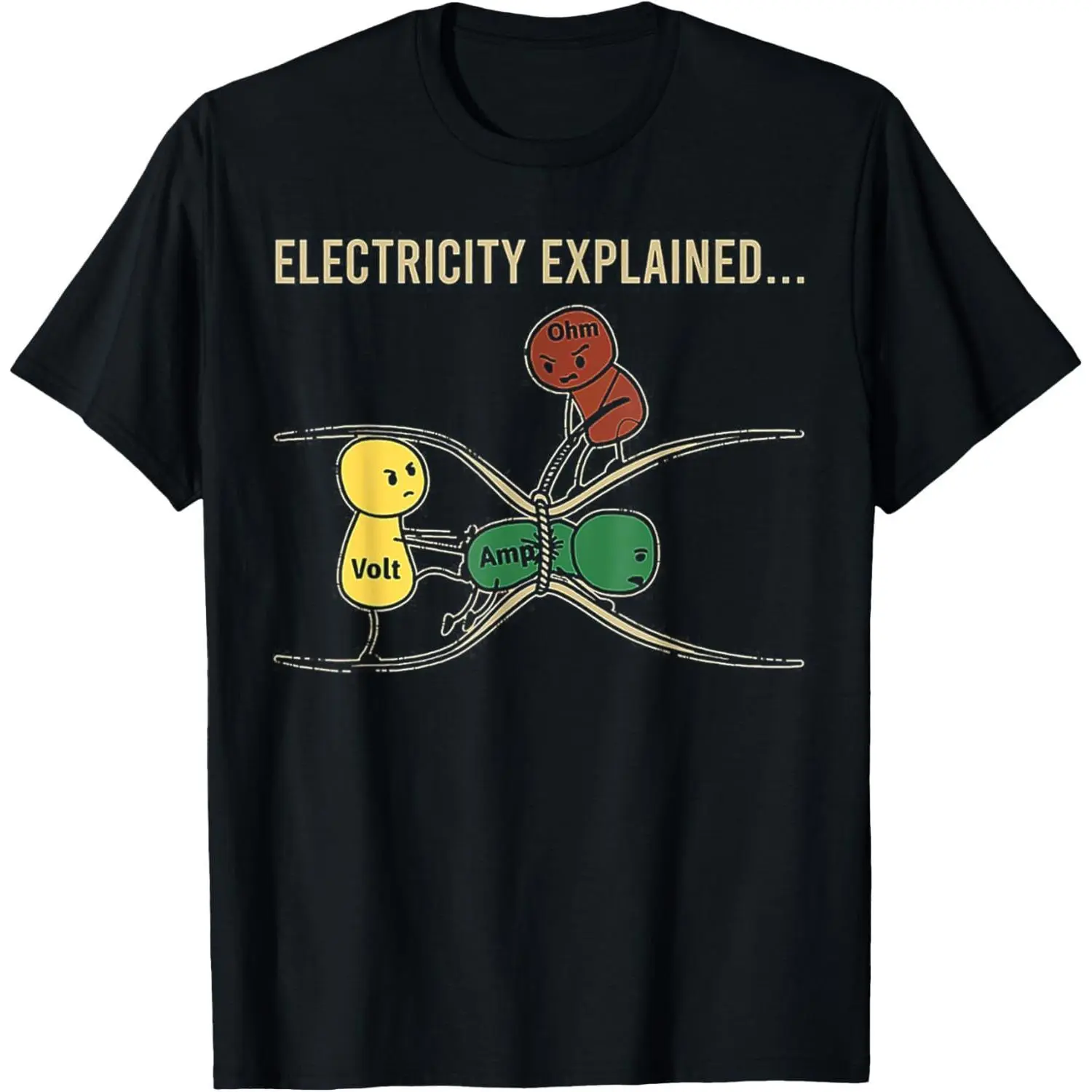 Funny Electricity Explained Retro Meme T-Shirt Casual Streetwear