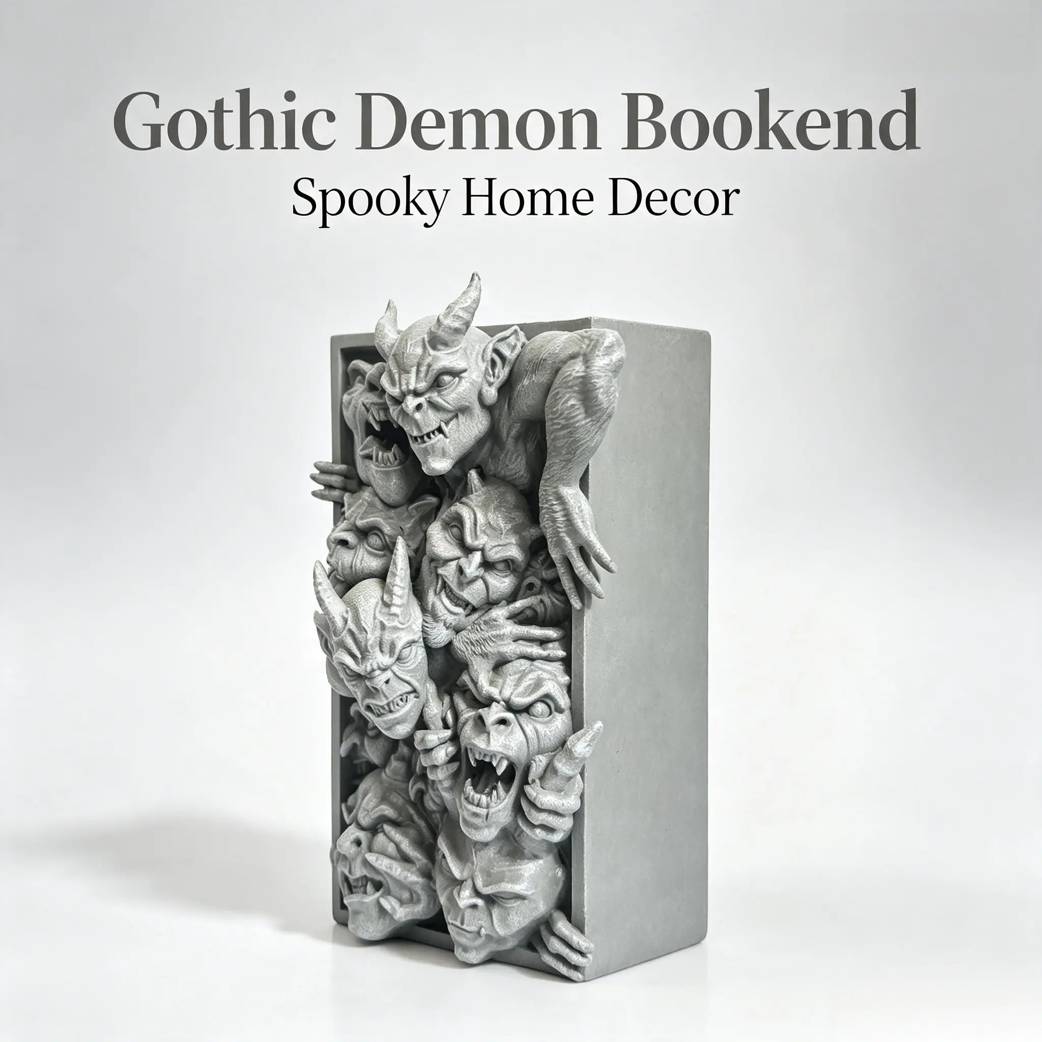 Gothic Devil Face Book Stand Statue, Resin Material Gargoyle Sculpture Bookmark, Halloween Home Shelf Decor, Gothic Horror Gift