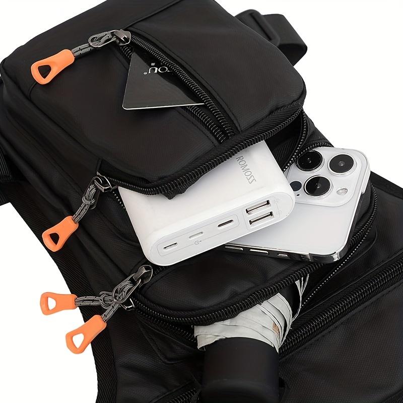 Men's Multi-Functional Zipper Fanny Pack, Adjustable Motorcycle Leg Bag for Outdoor Cycling, Trendy Casual Waist Crossbody Pack with Multi Pockets, Versatile Drop Leg Pouch for Delivery and Sports