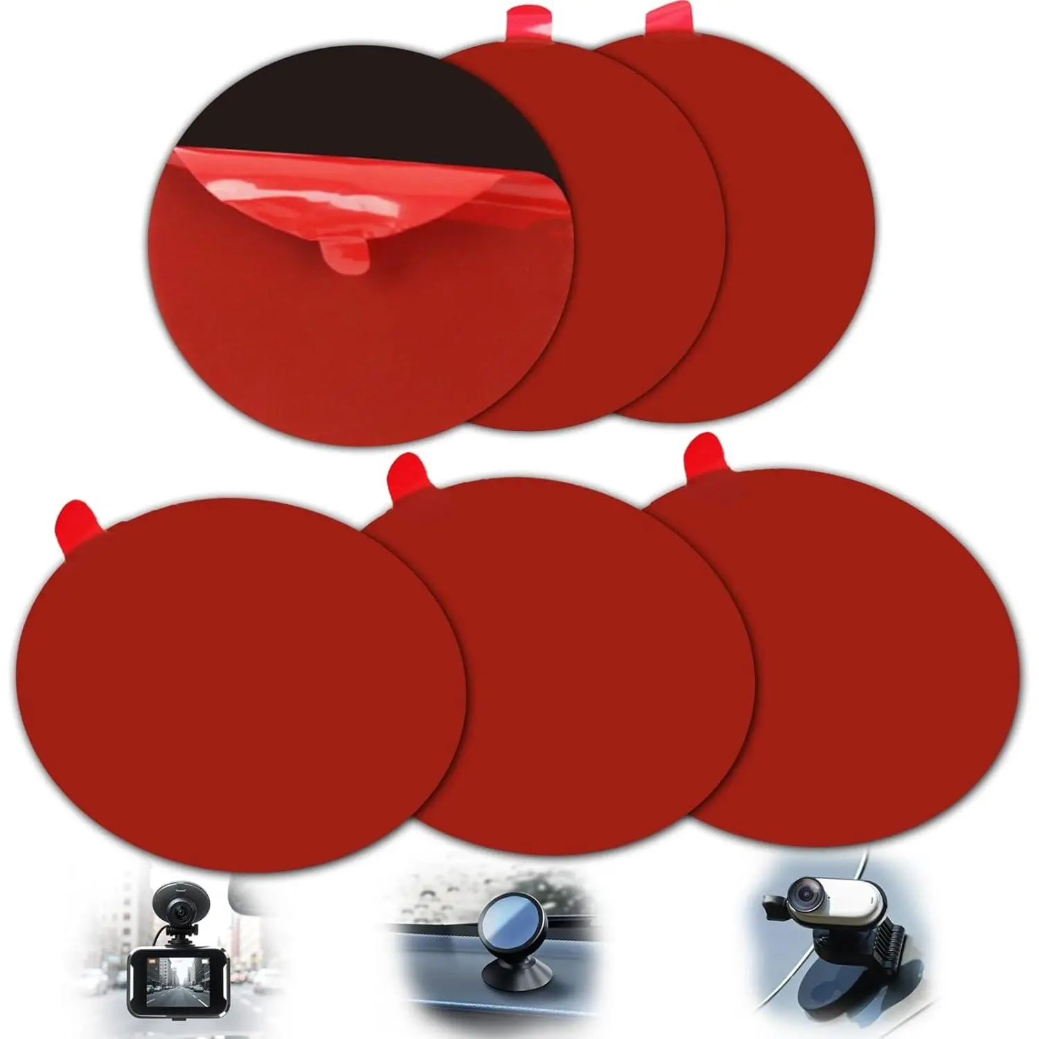 Double Sided Adhesive Pads for  Cam, 6 count, 2.83 Inch | Heavy Duty Sticky Pads, Heat Resistant, No  Mounting Tape