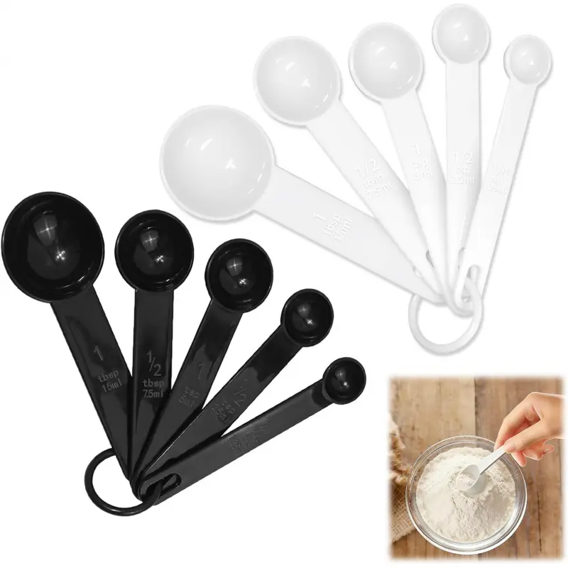10 PCS Tablespoon Measuring Spoons Scoops Set With Scale (1.25g/2.5g/5g/7.5g/15g) for Coffee Protein Milk Powder Kitchen Tools kitchen measuring utensils for Accurate Measurements Spoons for Creatine Formula (Black White)