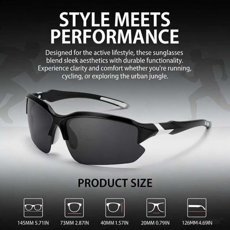 4-Pack Polarized Sports Sunglasses for Men Women, Rimless Windproof UV Protection Shades, Unisex Lightweight Anti-Glare Eyewear Perfect for Running Fishing Golf Driving & Outdoor Activities, All-Day Sun Protection Comfort Fit Sport Sun Glasses