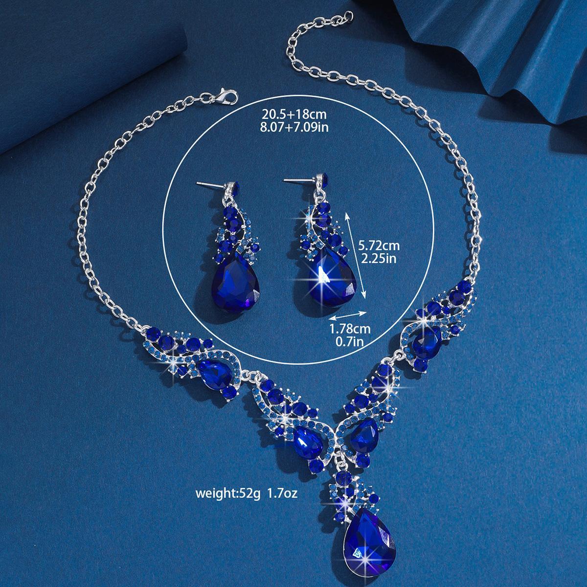 3pcs women's jewelry set with rhinestone crystal necklace earrings, bridal wedding accessories