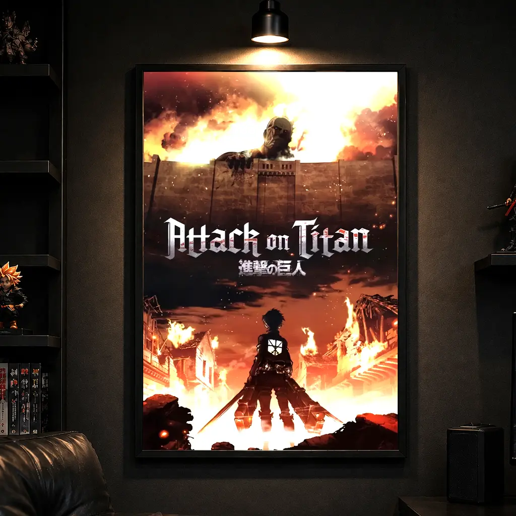 Trends International Attack on Titan,Fire Wall Poster, Anime Wall Art, Manga Poster, Anime Room Decor, Gaming Room Decor, Otaku Room Decor, Anime Fan Gift