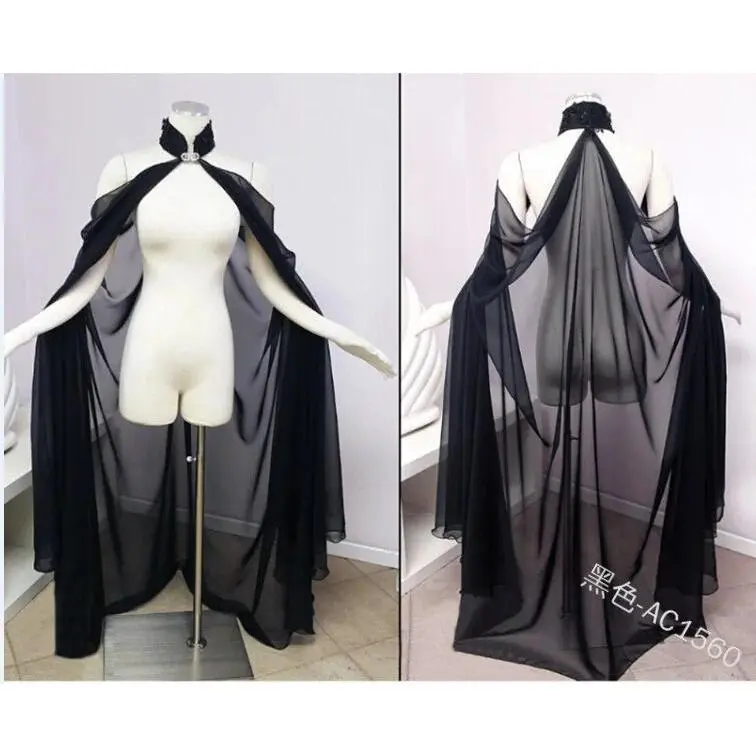 Women Medieval Shawl Cape Chiffon Gothic Wicca Robe Cosplay Dress Cloak Halloween Costume Thin Shawl Cape Stage Costume