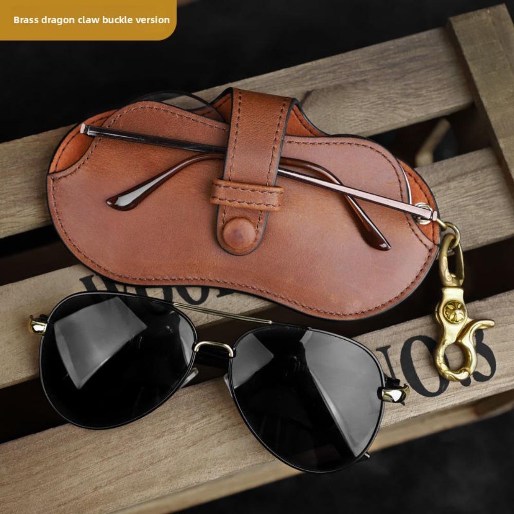 Vintage Leather Sunglasses Case – Portable Soft Glasses Pouch for Men & Women, Protective Eyewear Storage