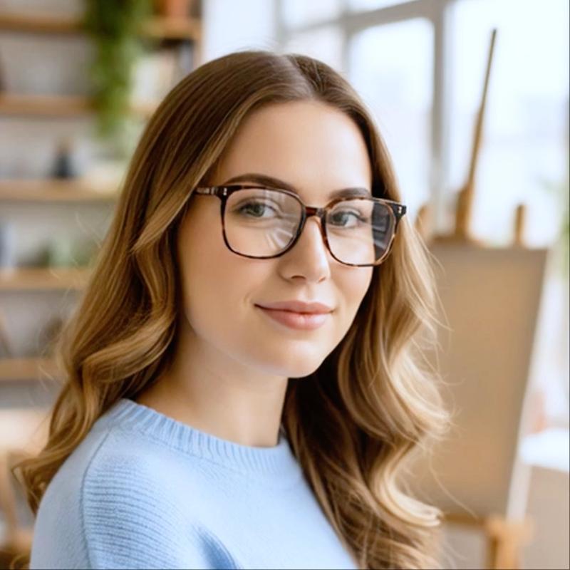 Women’s 4-Pack Blue Light Blocking Fashion Frame Eyeglasses Nylon Frame Anti-Round Face Set with 4 Color Leopard Design No-Makeup Essential Internet Celebrity Style for Leisure Outdoor Cycling Use