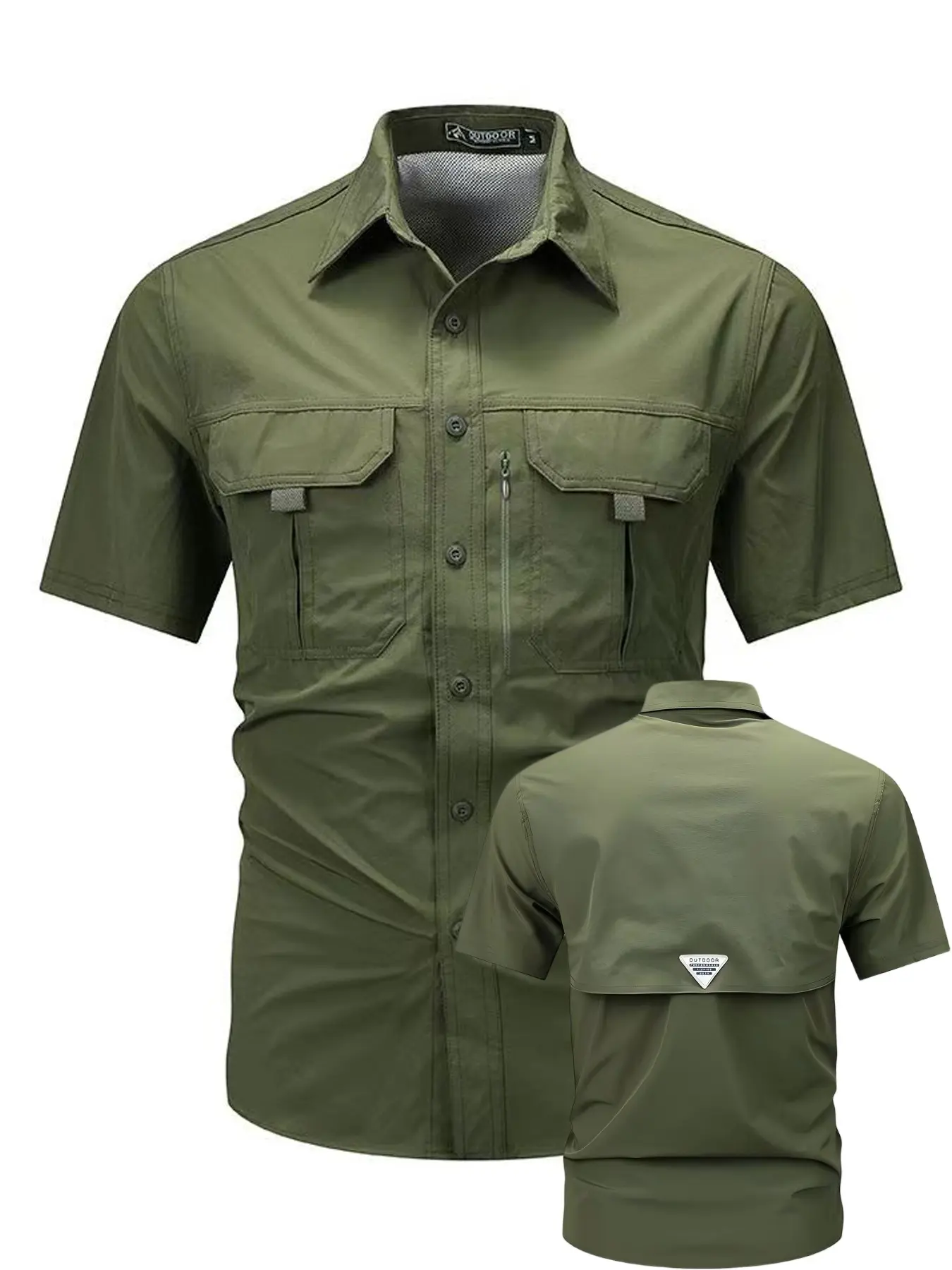 Summer Men's Quick-Dry Workwear Short Sleeve Shirt, Multi-Pocket Tactical Outdoor Breathable Sun Protection, Back Mesh Design