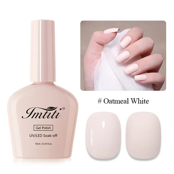 IMTITI -Simple Solid Color-Oatmeal White CollectionUV/LED  Nail Polish, All Seasons, 10ml soak-off  long lasting quick-drying formula tpo free uv acry soft milky acrylic enthusiast art gel ombre press