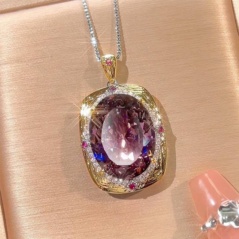 Vintage Dried Rose Jewelry Set for Women Oval Cut Luxury Fashion Necklace Earrings Ring Gifts for Women