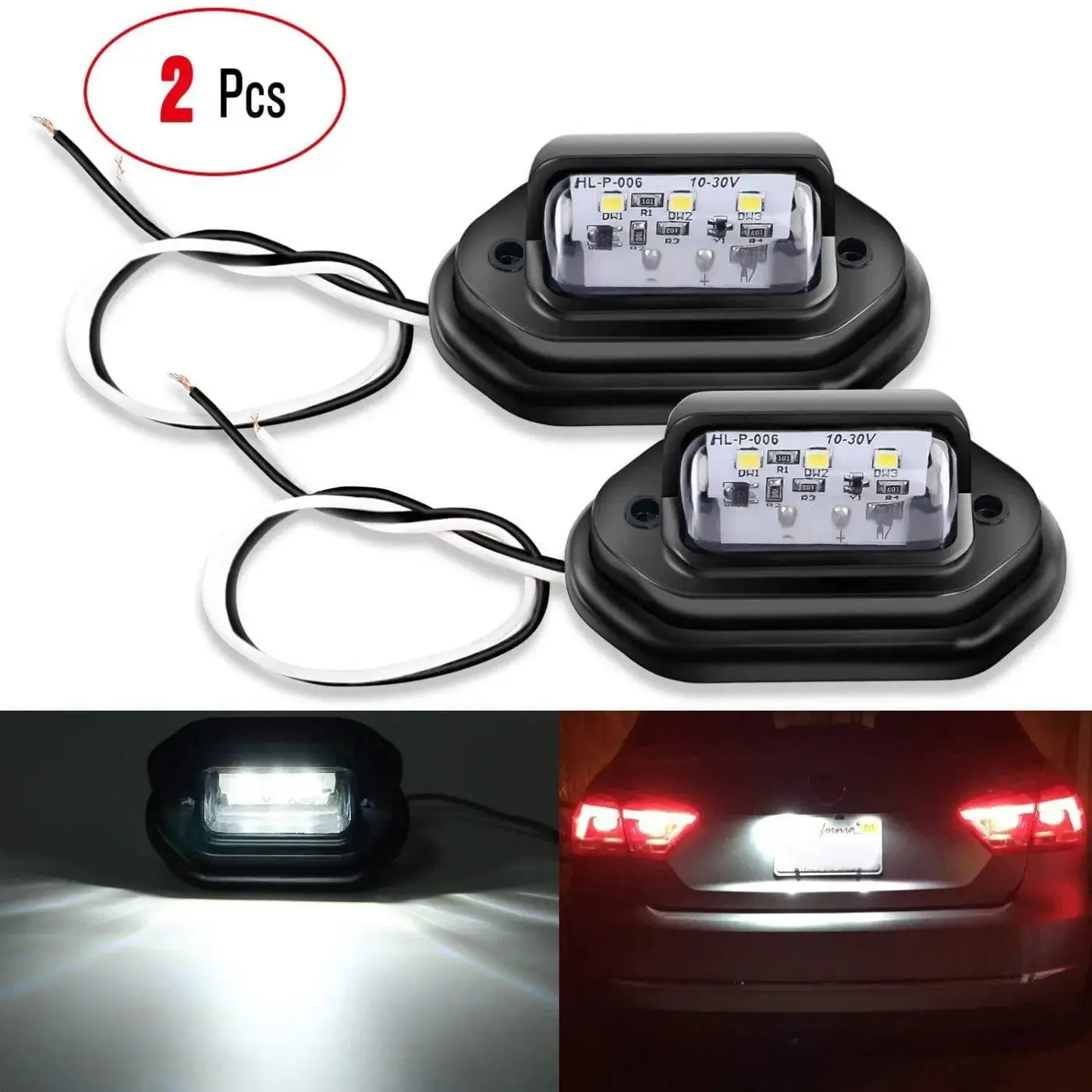 Nilight 2PCS 12V LED License Tag Light Convenience Courtesy Door Step Lights Waterproof Rainproof Dome Cargo Under Hood Legal for Car Truck RV Trailer
