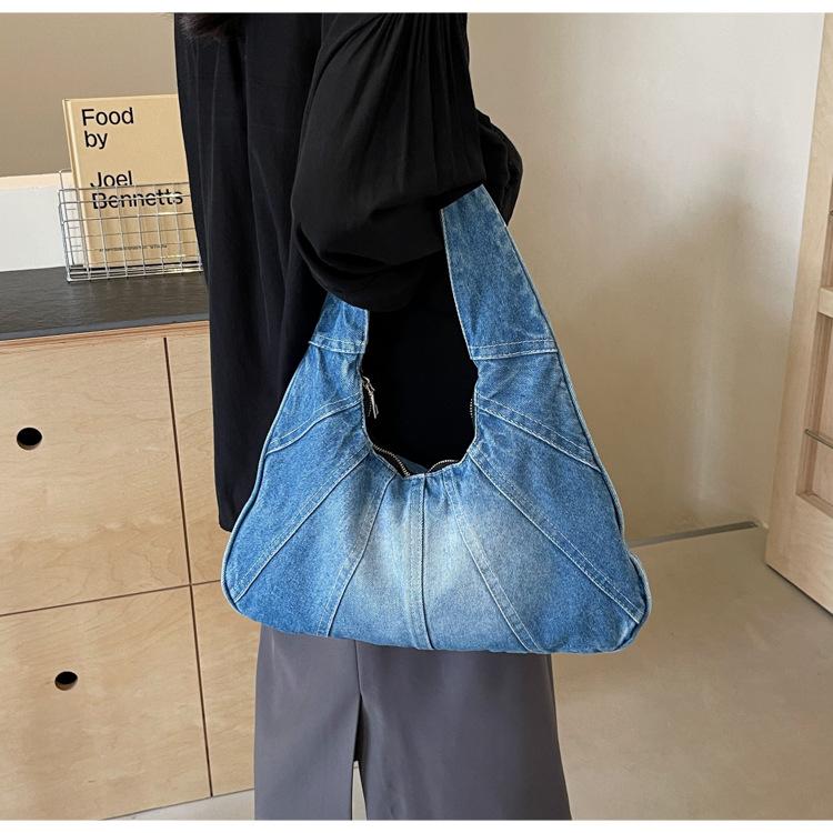 Fashionable Denim Shoulder Bag for Women – New Trendy Design for Cool Girls – Small Casual & Practical Everyday Armhole Bag
