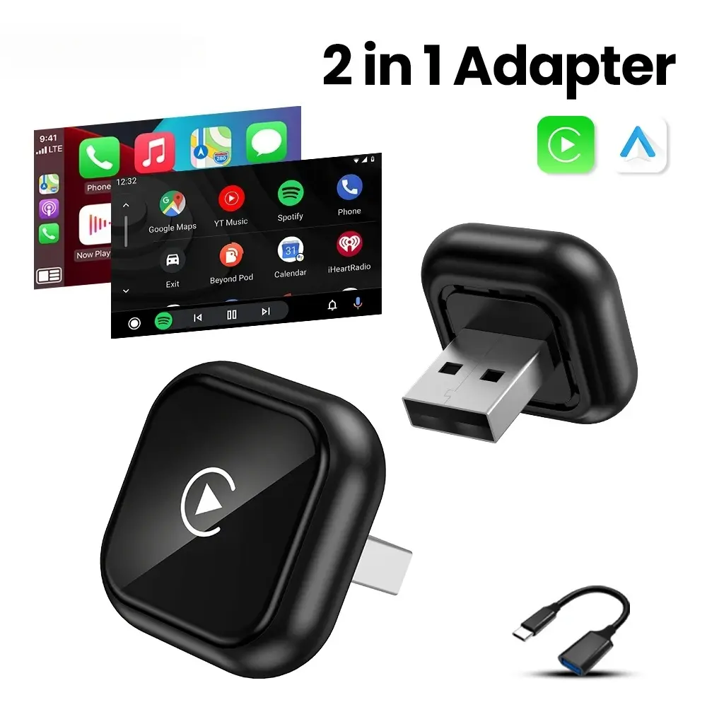 2026 NEW Wireless Carplay Adapter Android Auto 2in 1 Smart Dongle For iphone Android Phone For Volvo Benz Mg Kia Chery VW Honda