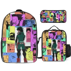 My Hero Academia Backpack 3 Piece Set Travel Daypack Combination, Back to School Gifts